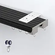 Silent Double Curtain Track Ceiling Mount, Aluminum Track Curtains Rail Set, Bedroom/Window/Hotel Drop Ceiling Curtains Tracks (without Curtains & Hooks)(B Side,9.6m(31.4ft))