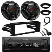 Bluetooth FM Receiver, 2x 6.5" Speakers w/Adapter, Antenna, Harley Install Kit