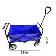Folding Beach Camping Cart w/ Large Wheels - Portable Garden Trolley