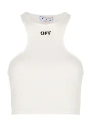Off-white Rowing White Cropped Stretch-cotton Tank - White And Black - 8 8