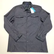 NEW $265 Robert Graham NIXON Snap Button Work Shirt Men's LARGE L Navy Blue POLY