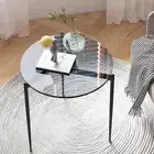 Smoked Tempered Glass Side Table Metal Legs Office Living Room Apartment Decor