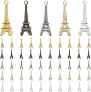 [TEHAUX] Eiffel Tower Pendant Key Chain Accessories 60pcs Mini Jewelry Accessories for Diy Necklace Random Color