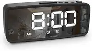 Digital Alarm Clock, 5.1'' Mirror Display, 3 Levels Dimmer, Dark Mode, Dual Alarms with, 12/24H, Digital Alarm Clocks for Bedroom Bedside Desk