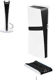 Game Console Cooling Fan for PS5 Slim/PS5 PRO RGB Color Light Universal Upright Stand Base