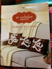 St Nicholas Square Kitchen Fa La La Pillow Set of 3 New