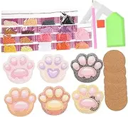 ARTSEWPLY 1 Set DIY Diamond Drawing Coasters Kit Cat Shaped Heat Cup Mats for Home Decor Fun Craft Activity with Reliable Materials Family Friends
