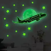 Glow In The Dark Wall Stickers Kids Nursery Plane Stars Bedroom Ceiling