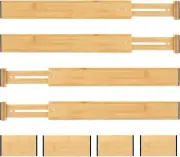4 Pack Bamboo Drawer Dividers Organizers, Adjustable Drawer Organizer... Bx 14