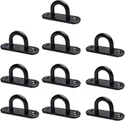 10piece Metal Oblong Pads Eye Plate with 2 Holes and Screws 10Set Stainless Steel Eye Plate White Pad Eye Plate and Hook