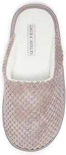 [Laura Ashley] Womens Plush Memory Foam Scuff Slippers, Fluffy Warm Micro Terry House Shoes, Comfy Slip On Bedroom Slipper