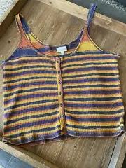 Shyanne Women's Multicolor Sweater-Knit Button Front Crop Tank Top XXL Tank