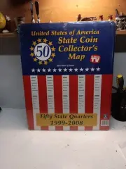 New Unopened United States of America State Coin Collector's Map : 1999-2008
