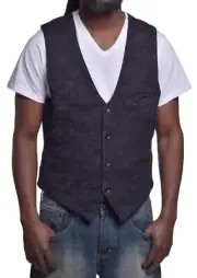 Marc Ecko Mens Dark Blue Black Camo Vest Denim Jacket Medium $79.50