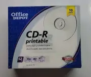 New Office Depot CD-R 52X 700MB/80MIN 10 Pack Blank CD-R With Cases -Recordable