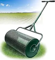 Lawn & Garden Spreaders, 40 * 60cm Metal Mesh Basket Push Spreader, Compost Peat Moss, Top Soil, Mulch, Lightweight Multipurpose Yard Manure Spreaders Roller Green