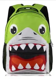 NEW~ Shark Kids Backpack Boys Girls Lime Green Elementary Travel Large Toddler