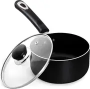 Nonstick Saucepan with Glass Lid,Multipurpose Use for Home Kitchen or Restaurant Milk Pan（16cm / 1.5 Litre ）