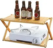2-Tier Wood Display Shelf - Plant Shelf Indoor Foldable, Folding Shoe Rack Organizer, Wood Display Shelf