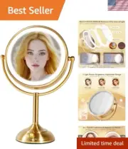 8.5'' Luxury Gold Lighted Makeup Mirror with 10X Magnification & Dimmable Lights