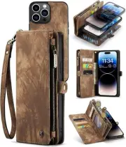 Case for Apple iPhone 15 Pro Max Purse Zipper Leather Wallet Flip Detachable
