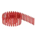 Miniature Garden Fence, 35 Inch Long Picket Fence Mini Ornament, Red