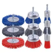Rocaris 9 Pack Nylon Filament Abrasive Wire Brush Wheel & Cup Brush Set with 1/4