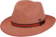 [Lipodo] Carignano Bogart Straw Hat - Multicoloured Hat - Elegant Shape - Summer Hat with Leather Strap - Made in Italy - Men - Spring/Summer, Natural red, M