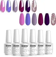 Vishine UV Nail Polish Gel Nail Polish Set Pale Purple Lipstick Colours Nude Bean Soak Off Shellac Set Soak Off Daily Colours 6 Colours Kit 8 ml