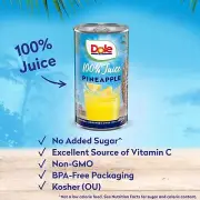 Dole 100% Pineapple Fruit Juice~No ADDED SUGAR~LOT PACK of 6~12~24 (6 oz EACH)