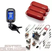 EMG SLVX SET RED 3 ACTIVE SINGLE COIL STRAT PICKUPS SWITCH & WIRING ( TUNER )