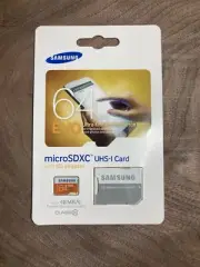 Samsung 64GB EVO microSDXC UHS-I Card with SD Adapter New, Factory Sealed