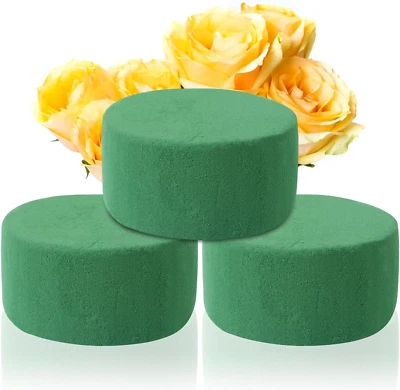round Floral Foam Blocks, 3.2" X 1.6" Green Wet Dry Flower Foam Plant Foam for F