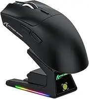 ATTACK SHARK X1 Gaming Mouse with Touchpad RGB Charging Dock, PixArt PAW3395PRO Gaming Sensor, BT/2.4G Wireless/Wired Gaming Mouse, 40000 DPI, 53g Superlight Gamer Mice for Win11/Xbox/PS/Mac (Black)