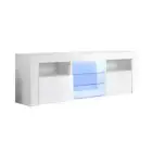 145 Cm Rgb Led Tv Stand Cabinet Entertainment Unit Gloss Glass White