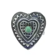 Tabra Silver Heart Emboss Ring Turquoise Adjustable Size 6-7