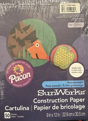 (50-Pk) SunWorks Construction Paper Holiday Green 58 Lbs 9" x 12"