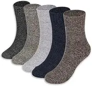 [ADFOLF] Mens Warm Wool Socks Thick Winter Thermal Stripe Wool Crew Socks