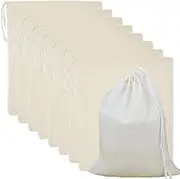 25 Pack Cotton Muslin Bags Reusable Mesh Bags with Drawstring 100% Cotton White