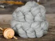GRAY CORRIEDALE Wool Roving Undyed Combed Top Natural Gray Spinning Felting 4 oz