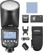 GODOX V1PRO S 2.4G Wireless Speedlite Camera Flash 32 Channels with M/TTL Flash Mode 1/8000s HSS with Power Supply Connection and Removable Sub Flash + 24 Pieces Flash Gels for Sony Cameras