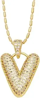 [OSCCI] Initial A-Z Letter Zirconia Necklace for Women Girls Personalizd Pave CZ Alphabet Pendant Necklace Jewelry Gift