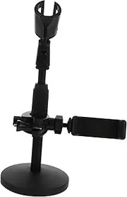 Toddmomy 1Pc Adjustable Microphone Stand with Phone Bracket Versatile Desktop Mic Holder for Handheld and USB Mics for Streaming Gaming and Podcasting