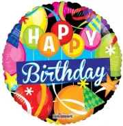 Balloon 18" Happy Birthday Multicolor Mylar Foil Balloon Party Decoration