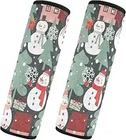 Car Seat Belt Pads 2 Piecing Breathable Car Safety Seat Belt Strap Shoulder Pad Baby Seat Shoulder Strap Cover Car Accessories for Adults Child Kids S Cute Snowmen Winter