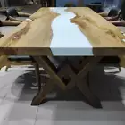 White Epoxy Resin Table, Wooden Table top, White Wooden Table, Coffee Table,
