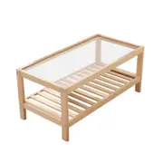 MIUZ Solid Wood Coffee Table Modern Glass Center Table Side End Storage Table