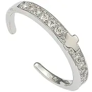 Sterling Silver Cross Toe Ring Adjustable Cubic Zirconia for Women and Girls