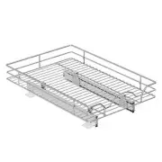 HOMLUX Pull Out Cabinet Organizers 21"D x 4.6"H x 17"W Sliding Silver Metal