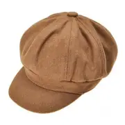 Womens Classic Newsboy Caps Visor 8 Panel Gatsby Cabbie Hat One Size Camel